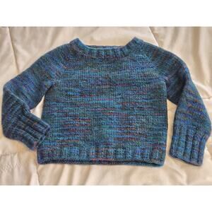Vtg Handmade Wool Blend Blue Kids 2t Blue Grandpa Casual Warm Retro Unisex